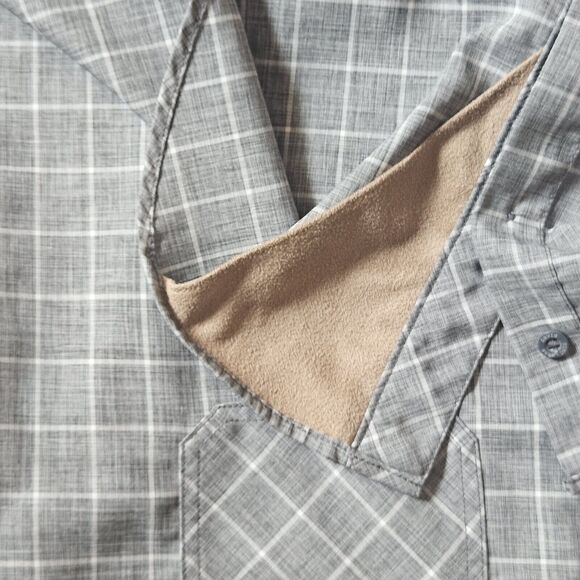 Orvis Shirt Mens XXL Gray White Check Button Up Short Sleeves Fishing Oitdoors - Picture 5 of 9